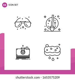 Outline Icon set. Pack of 4 Line Icons isolated on White Background for responsive Website Design Print and Mobile Applications.