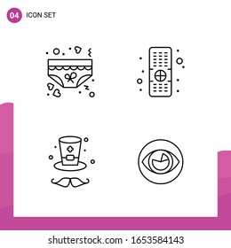 Conjunto de iconos de esquema. Paquete de 4 iconos de línea aislados en fondo blanco para el diseño de sitios web receptivo Aplicaciones de impresión y aplicaciones móviles.