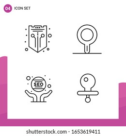 Conjunto de iconos de esquema. Paquete de 4 iconos de línea aislados en fondo blanco para el diseño de sitios web receptivo Aplicaciones de impresión y aplicaciones móviles.