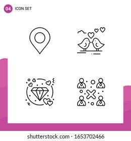 Outline Icon set. Pack of 4 Line Icons isolated on White Background for responsive Website Design Print and Mobile Applications.