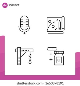 Conjunto de iconos de esquema. Paquete de 4 iconos de línea aislados en fondo blanco para el diseño de sitios web receptivo Aplicaciones de impresión y aplicaciones móviles.