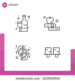 Outline Icon set. Pack of 4 Line Icons isolated on White Background for responsive Website Design Print and Mobile Applications.