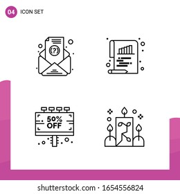 Conjunto de iconos de esquema. Paquete de 4 iconos de línea aislados en fondo blanco para el diseño de sitios web receptivo Aplicaciones de impresión y aplicaciones móviles.