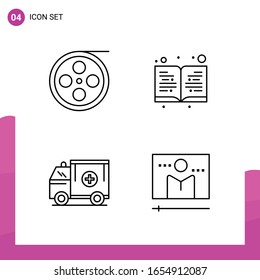 Conjunto de iconos de esquema. Paquete de 4 iconos de línea aislados en fondo blanco para el diseño de sitios web receptivo Aplicaciones de impresión y aplicaciones móviles.