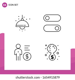 Conjunto de iconos de esquema. Paquete de 4 iconos de línea aislados en fondo blanco para el diseño de sitios web receptivo Aplicaciones de impresión y aplicaciones móviles.
