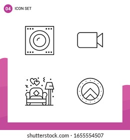 Outline Icon set. Pack of 4 Line Icons isolated on White Background for responsive Website Design Print and Mobile Applications.