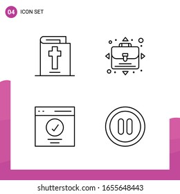 Outline Icon set. Pack of 4 Line Icons isolated on White Background for responsive Website Design Print and Mobile Applications.
