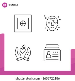 Outline Icon set. Pack of 4 Line Icons isolated on White Background for responsive Website Design Print and Mobile Applications.