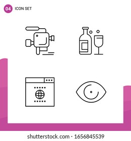 Outline Icon set. Pack of 4 Line Icons isolated on White Background for responsive Website Design Print and Mobile Applications.
