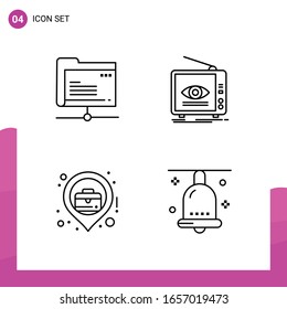 Conjunto de iconos de esquema. Paquete de 4 iconos de línea aislados en fondo blanco para el diseño de sitios web receptivo Aplicaciones de impresión y aplicaciones móviles.