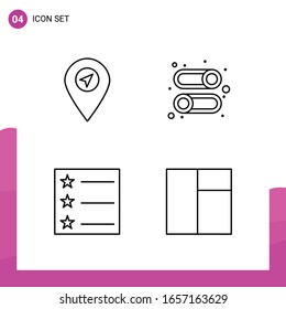 Outline Icon set. Pack of 4 Line Icons isolated on White Background for responsive Website Design Print and Mobile Applications.