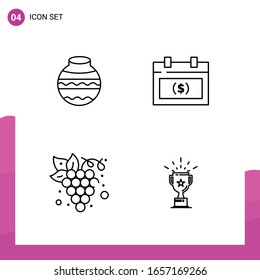Outline Icon set. Pack of 4 Line Icons isolated on White Background for responsive Website Design Print and Mobile Applications.
