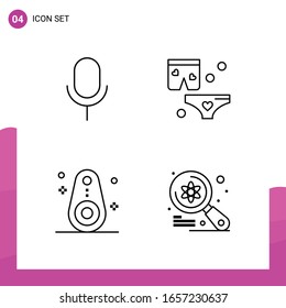 Conjunto de iconos de esquema. Paquete de 4 iconos de línea aislados en fondo blanco para el diseño de sitios web receptivo Aplicaciones de impresión y aplicaciones móviles.