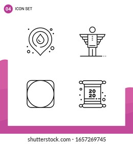 Outline Icon set. Pack of 4 Line Icons isolated on White Background for responsive Website Design Print and Mobile Applications.