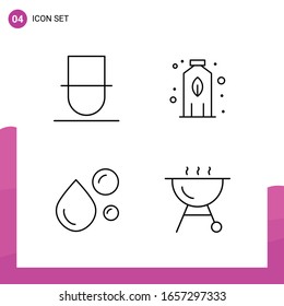 Outline Icon set. Pack of 4 Line Icons isolated on White Background for responsive Website Design Print and Mobile Applications.