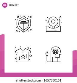 Conjunto de iconos de esquema. Paquete de 4 iconos de línea aislados en fondo blanco para el diseño de sitios web receptivo Aplicaciones de impresión y aplicaciones móviles.