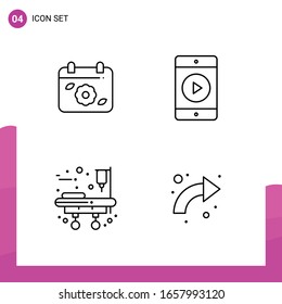 Outline Icon set. Pack of 4 Line Icons isolated on White Background for responsive Website Design Print and Mobile Applications.