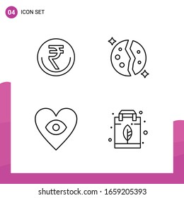 Outline Icon set. Pack of 4 Line Icons isolated on White Background for responsive Website Design Print and Mobile Applications.