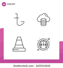 Outline Icon set. Pack of 4 Line Icons isolated on White Background for responsive Website Design Print and Mobile Applications.