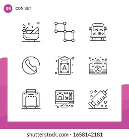 Outline Icon set. Pack of 9 Line Icons isolated on White Background for responsive Website Design Print and Mobile Applications.