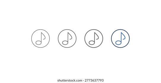 
outline icon set quaver with circle and note design