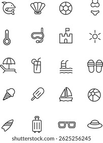 Outline icon set related summer vacation,holiday 