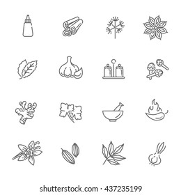Outline Icon Set - Spices, Condiments And Herbs