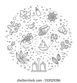 Outline Icon Set - Spices, Condiments And Herbs