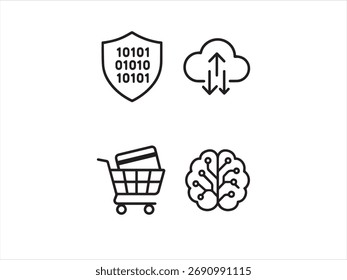 Outline Icon Set for Technology Ecommerce and Artificial Intelligence 