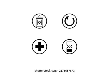 Conjunto de iconos de contorno vector, borrar, actualizar, más, vector de búsqueda de derma