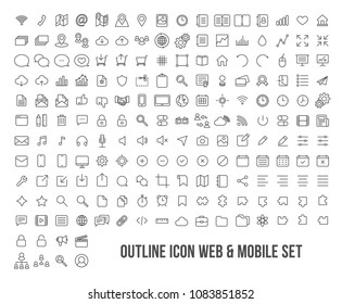 Outline icon set Web and mobile 2 px