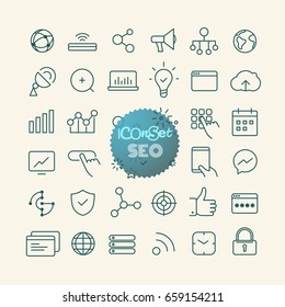 Outline icon set. Web and mobile app thin line icons. SEO