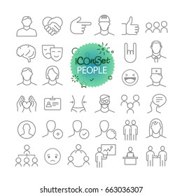 Conjunto de iconos de esquema. Iconos de línea delgada de aplicaciones web y móviles. Personas