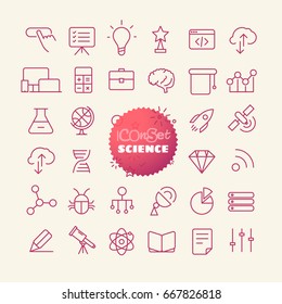 Outline icon set. Web and mobile app thin line icons. Science