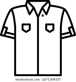 Ícone de Contorno de uma Camisa para Baixo Botão de Manga Curta