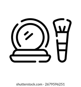 An outline icon showing blush on with brush