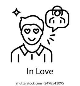 An outline icon showing a boy in love 