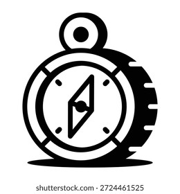 An outline icon showing a compass