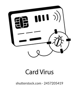 An outline icon showing credit card virus bug 