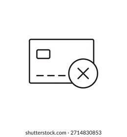 Icono de esquema que muestra una transacción de tarjeta de crédito rechazada o fallida.