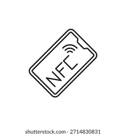 Icono de contorno que muestra la tecnología inalámbrica NFC en un teléfono inteligente.