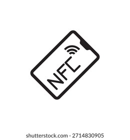 Icono de contorno que muestra la tecnología inalámbrica NFC en un teléfono inteligente.