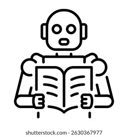 An outline icon showing robot reading feature