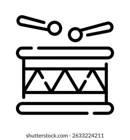 A outline icon showing a traditional drum with sticks