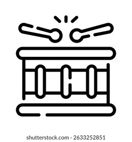 An outline icon showing a traditional drum with sticks