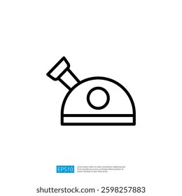 Outline Icon of a Simple Kettle with Spout and Lid for Domestic Cooking in Minimalist Style