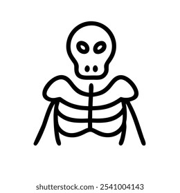 Outline icon of a skeleton, suitable for Halloween themes.