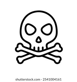 Outline icon of a skull and crossbones, suitable for Halloween and pirate themes.