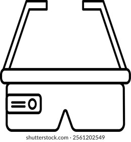 outline icon of smart glasses, showcasing futuristic eyewear technology. Suitable for augmented reality (AR), virtual reality (VR), and wearable tech themes.