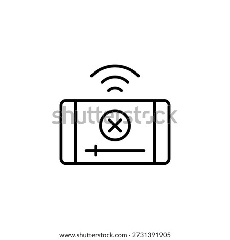 Outline Icon Of Smartphone Video Error With Absent Wireless Signal